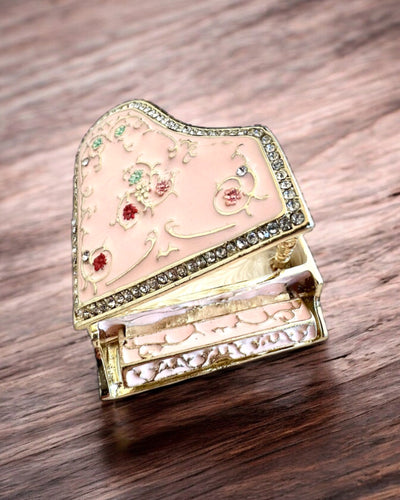Elegant smykkeskrin "Mini Flygel - klassiske roser" - med mulighed for gravering som gave