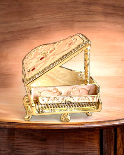 Elegant smykkeskrin "Mini Flygel - klassiske roser" - med mulighed for gravering som gave