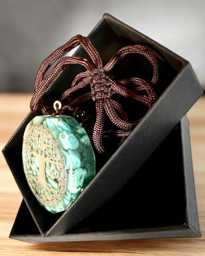 Amulet "Drzewo Życia" med turkis – Din personlige styrke, halskæde til gave, personalisering med gravering
