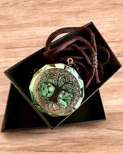 Amulet "Drzewo Życia" med turkis – Din personlige styrke, halskæde til gave, personalisering med gravering