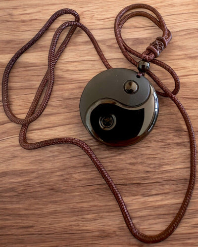 Boho halskæde med Obsidian Yin Yang Tai Chi, mulighed for personlig gravering som gave