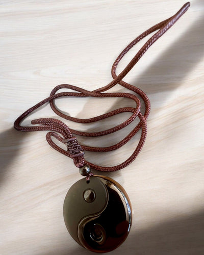 Boho halskæde med Obsidian Yin Yang Tai Chi, mulighed for personlig gravering som gave