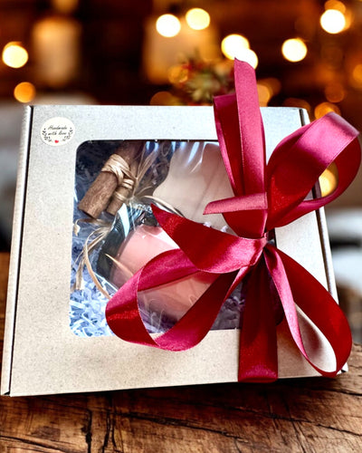 Intentionel sojavokslys 250 ml med naturlig sten – vælg din energi: Citrin eller Granat, personliggørelse med gravering som gave