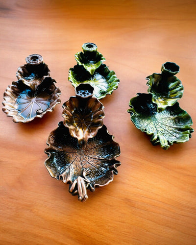 Elegant Metal Røgelsesholder Lotusblad - 4 varianter at vælge imellem, mulighed for personlig gravering som gave