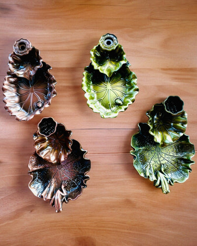 Elegant Metal Røgelsesholder Lotusblad - 4 varianter at vælge imellem, mulighed for personlig gravering som gave