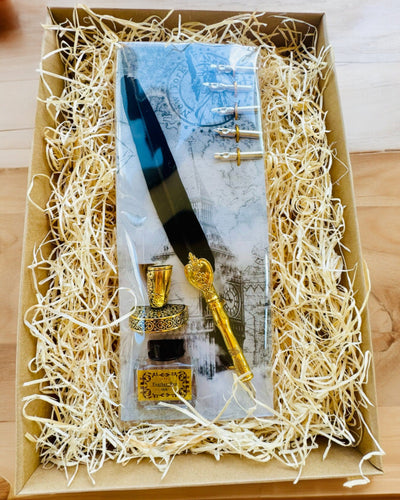 Elegant Gåsefjer med Tilbehørssæt - Royal Quill, mulighed for personlig gravering
