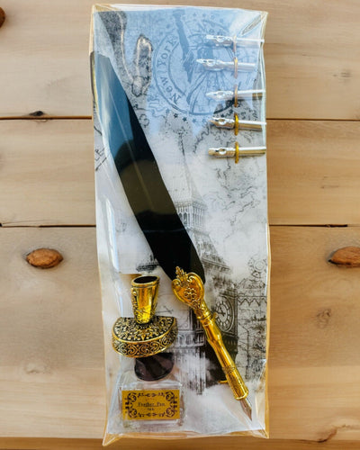 Elegant Gåsefjer med Tilbehørssæt - Royal Quill, mulighed for personlig gravering