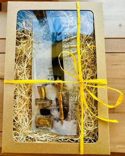 Elegant Gåsefjer med Tilbehørssæt - Royal Quill, mulighed for personlig gravering