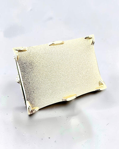 Retro Metal Skattekiste med Gravering - Sølvfarvet Kasse 7x5x5 cm
