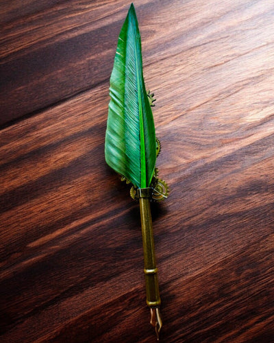 Kaligrafipenne "Steampunk Elegance" med Kalkunfjer - Håndlavet 5 varianter at vælge imellem, personliggørelse med gravering til gave