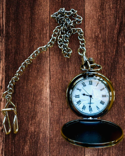 Klassisk Lommeur med Romertal og Kæde, Kvarts, Sort Glans - farve sort