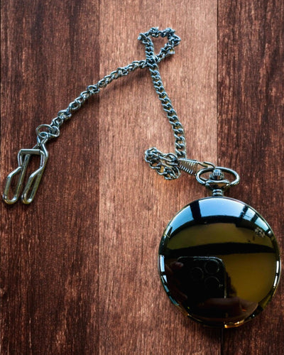 Klassisk Lommeur med Romertal og Kæde, Kvarts, Sort Glans - farve sort