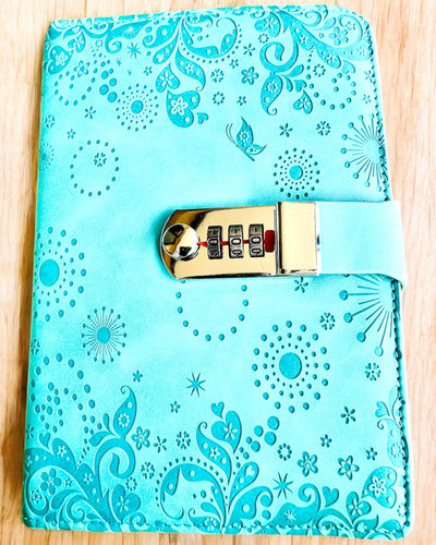 Eksklusiv Notesbog, PU-læder, A5 med Kodelås - "Secret Journal", personliggørelse med gravering