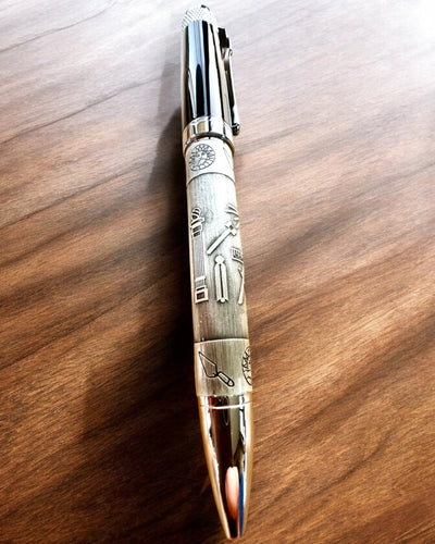 Elegant kuglepen "Mistrzowska Harmonia" med gravering mulighed - Symboliske motiver, antikt sølv, mulighed for personlig gravering som gave