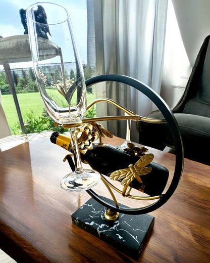 Stativ "Elegancki Owad" - til vinflaske og glas, højde 33 cm, mulighed for personliggørelse med gravering til gave