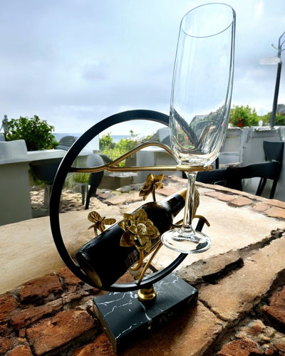 Stativ "Elegancki Owad" - til vinflaske og glas, højde 33 cm, mulighed for personliggørelse med gravering til gave