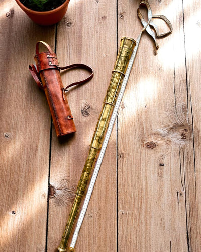 Kongelig Kikkert "Voyager 1818" – Eksklusiv, Messing, 83 cm, håndlavet, etui af Naturlæder – Samlerudgave, personliggørelse med gravering som gave