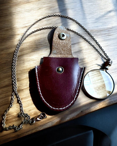 Vintage Look - Forstørrelsesglas med glaslinse og læderetui, mulighed for personlig gravering