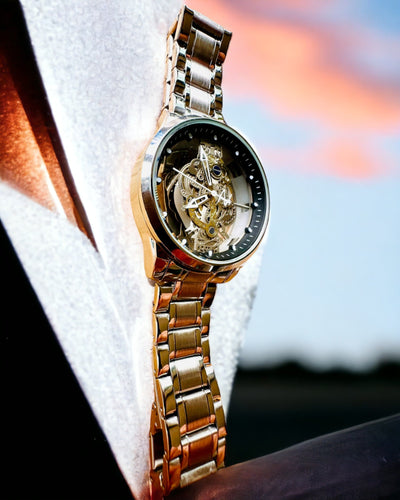 Elegant herreur KIMSDUN Prestige Transparent Mekanisme og Sportslig Elegance, mulighed for personlig gravering