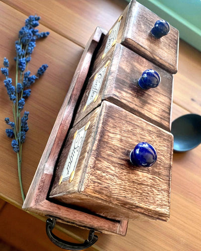 Sæt Royal Trio – Te, Kaffe, Sukker af Shisham-træ, håndlavet, med mulighed for gravering som gave