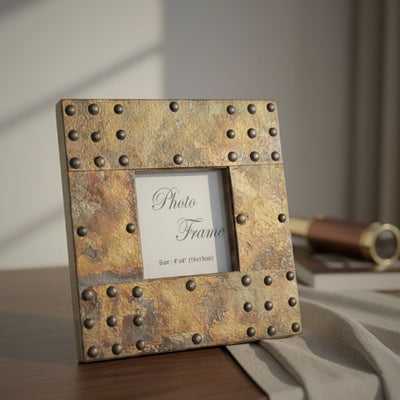 Træramme til fotos beklædt med metalplade - A-1106 - fotostørrelse 10x10cm