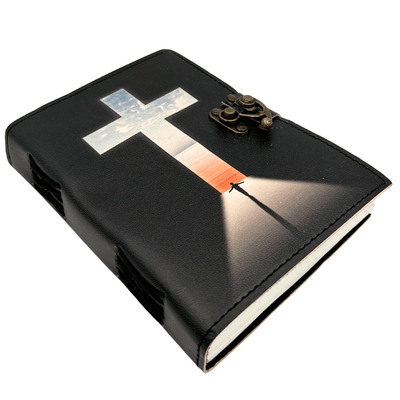Lædernotesbog, religiøst kors - 200 sider - AH15