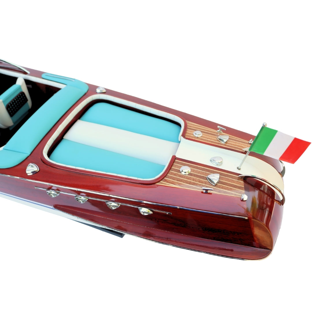 Eksklusiv model af Reeva Aquarama motorbåd 87cm - stor træmodel af klassisk italiensk motorbåd – 4P-90