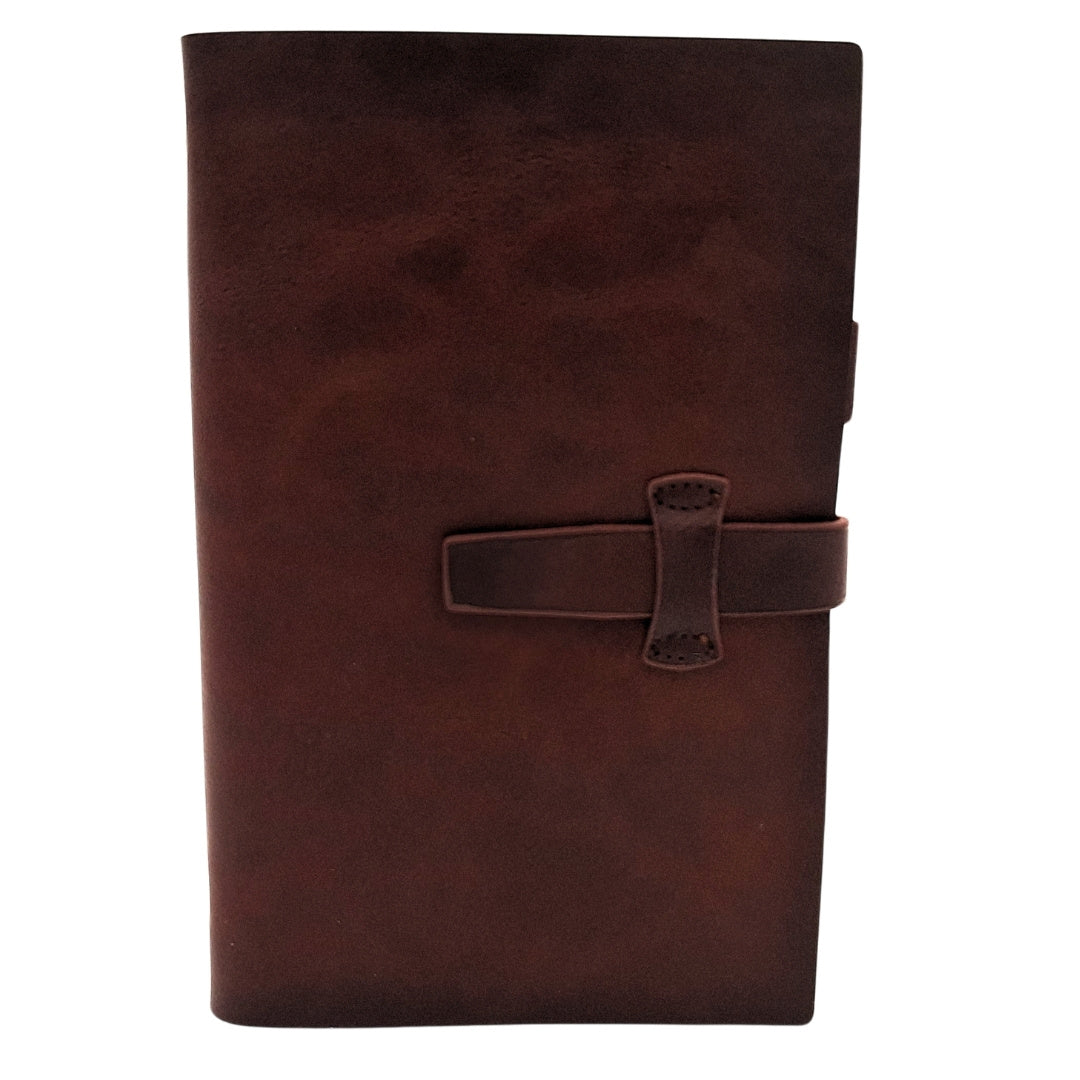 Elegant A6-lædernotesbog, retro vintage med lukning – dagbog – EE3