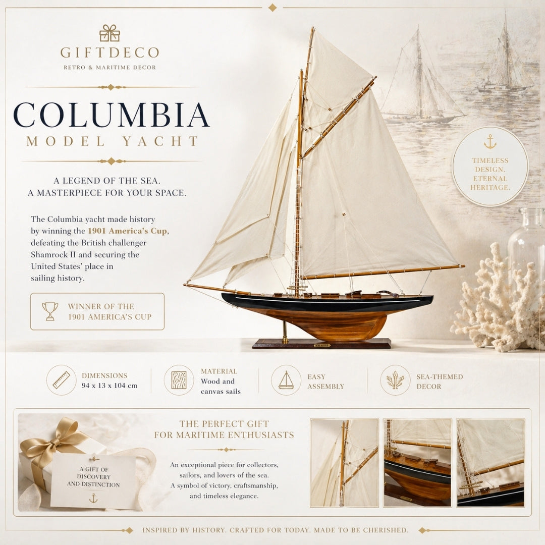 Stor model af yachten Columbia – Højde 104cm – COL