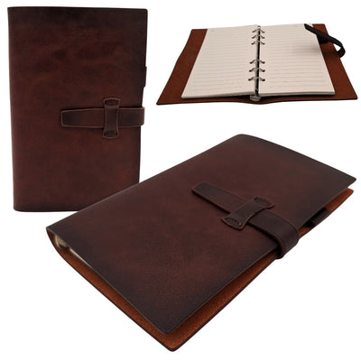 Elegant A6-lædernotesbog, retro vintage med lukning – dagbog – EE3