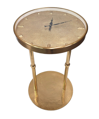 Guld metalbord i glamour-stil med ur – Smuk dekoration – 1056A
