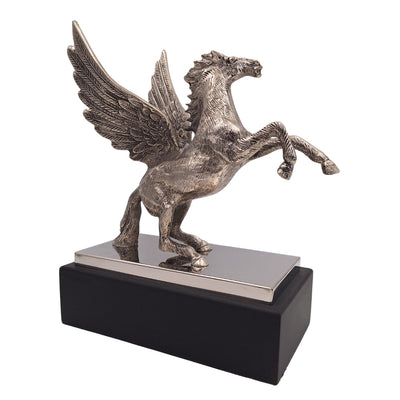 Pegasus - dekorativ aluminiumsfigur på stål- og træfod - NI9935