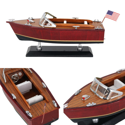 Model af træmotorbåd – klassisk motorbåd 26cm – kontordekoration – MOT04ML