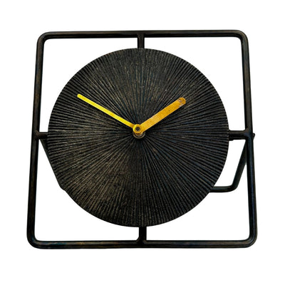 Elegant rundt metalur 20 cm, sort-guld – 4126