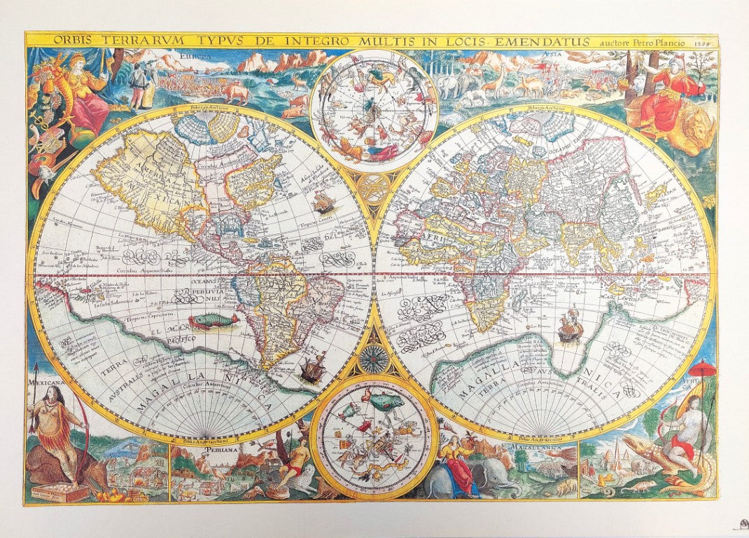 Gammelt verdenskort - Orbis Terrarum reprint - P. Plancius, 1594 r. M1594