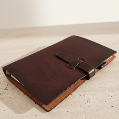 Elegant A6-lædernotesbog, retro vintage med lukning – dagbog – EE3