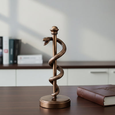 Æskulapstav-figur, gave til læge eller mediciner - 30 cm harpiks - MC-9634