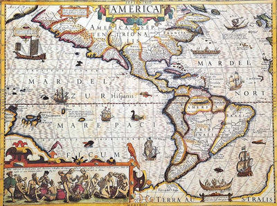 Kort over Amerika 1628 - J. Hondius reprint - M1628