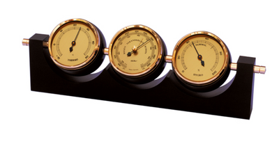 Eksklusiv vejrstation Fischer - barometer, hygrometer, termometer - messing, mahogni – 7894-22