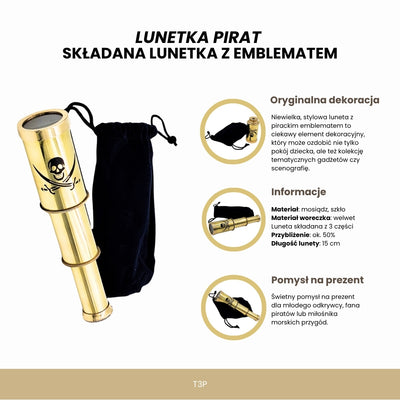 Piratkikkert – kikkert til pirat – sammenklappelig kikkert med emblem