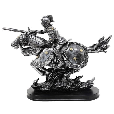 Figur af ridder på hest 31cm – håndmalet polyresin – MC-23152