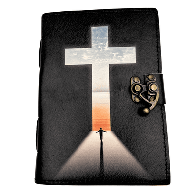 Lædernotesbog, religiøst kors - 200 sider - AH15