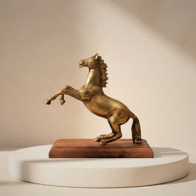 Hest - aluminiumsfigur på træfod - NI9537