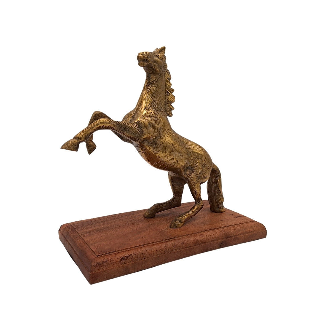 Hest - aluminiumsfigur på træfod - NI9537