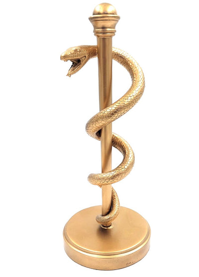 Gylden Æskulapstav 30cm - gave til læge, harpiks - MC-9634G