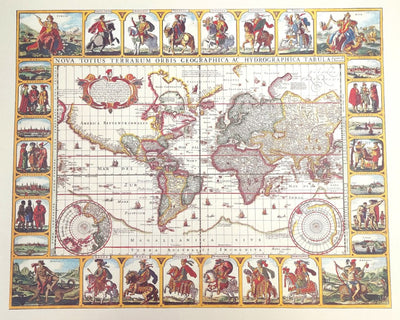 Historisk verdenskort Piscator 1652 r. - mål 56 x 45 cm - M1652