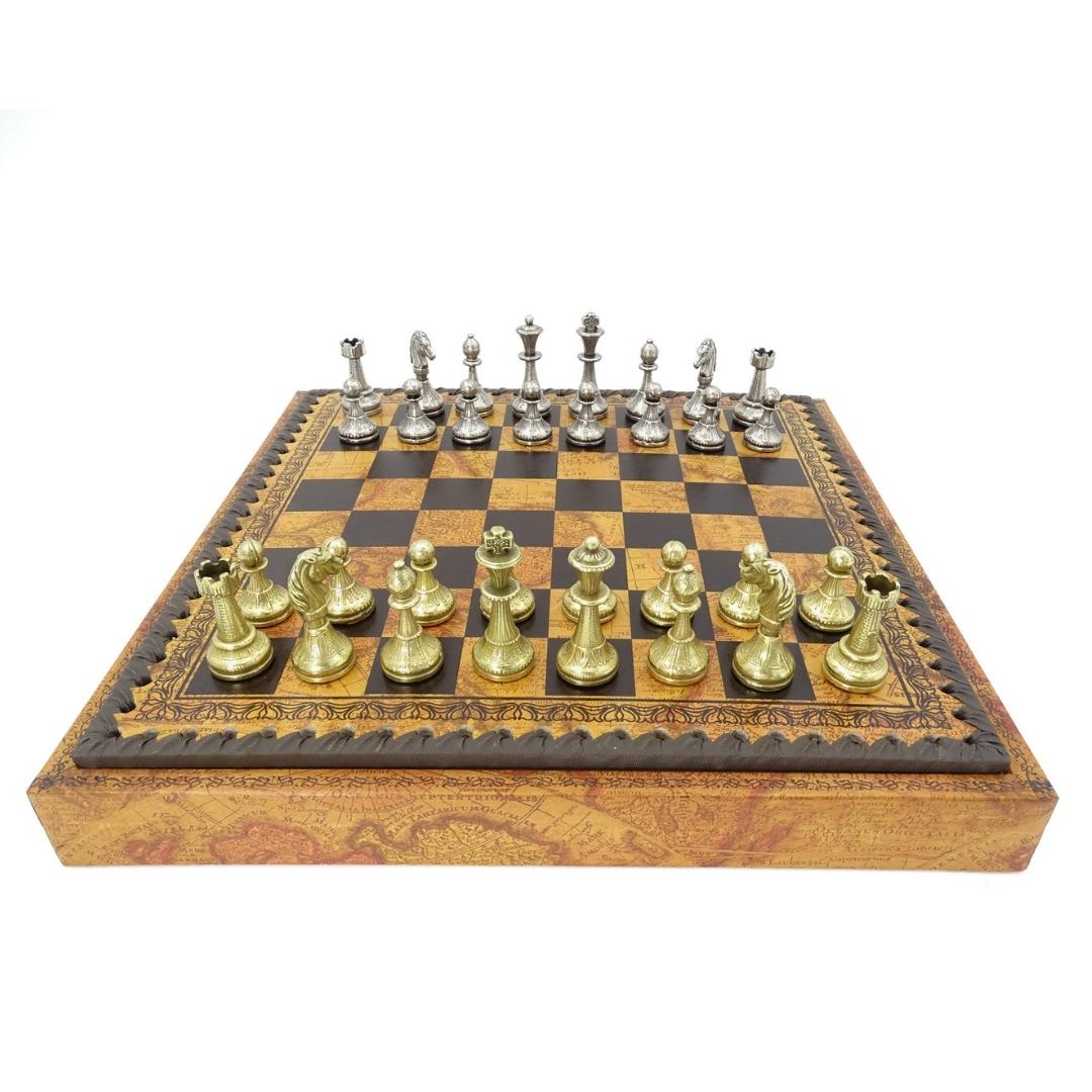 Eksklusivt skakspil i metal Italfama 28x28 cm – N035