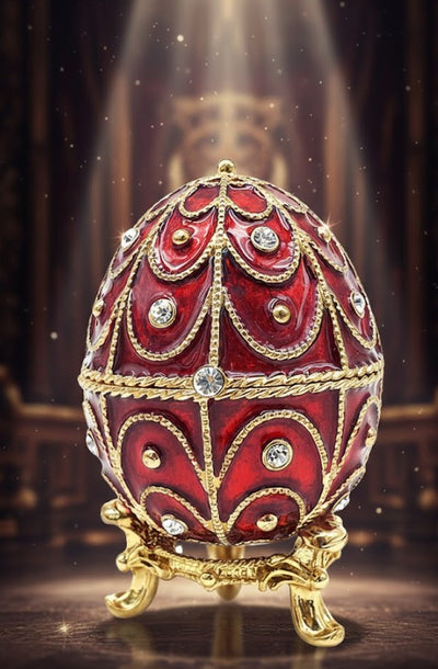 Eksklusivt metalskrin med krystaller - Fabergéæg - B0748-17 RD