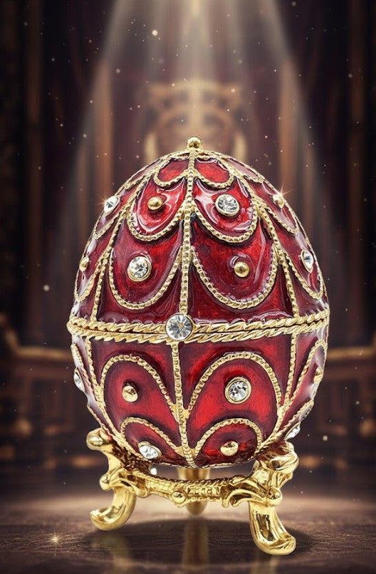 Eksklusivt metalskrin med krystaller - Fabergéæg - B0748-17 RD
