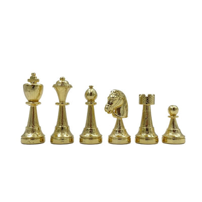 Stort eksklusivt skakspil Italfama i forgyldt metal 53x53 cm – N137